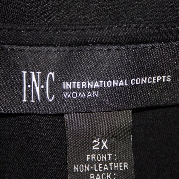INC Top $80 Sz 2X Deep Black Faux Leather Rayon Spandex Top - Picture 7 of 12
